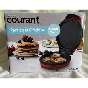 Courant Griddle and Mini Oven 7” For Pizza Pancakes Sandwiches And More Red